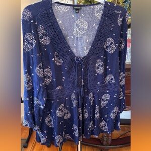 Torrid Blue Skulls 1 Tunic Top